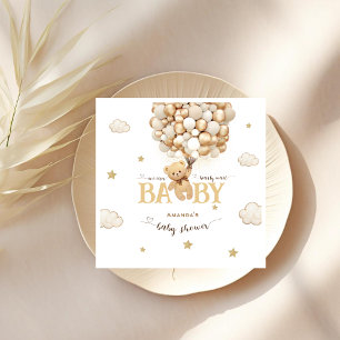 Björn Guld Beige Ballonger Baby Shower Pappersservett