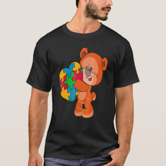 Björn Hjärtpusselbit Autism Medvetenhet Pojkar Fli T Shirt