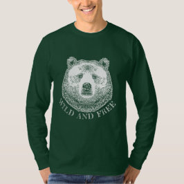 Björn Huvud, Vild Och Fri, Handritad Illustration T Shirt