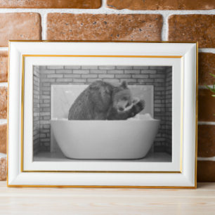 Björn i badkaret Bathtub Animal Poster