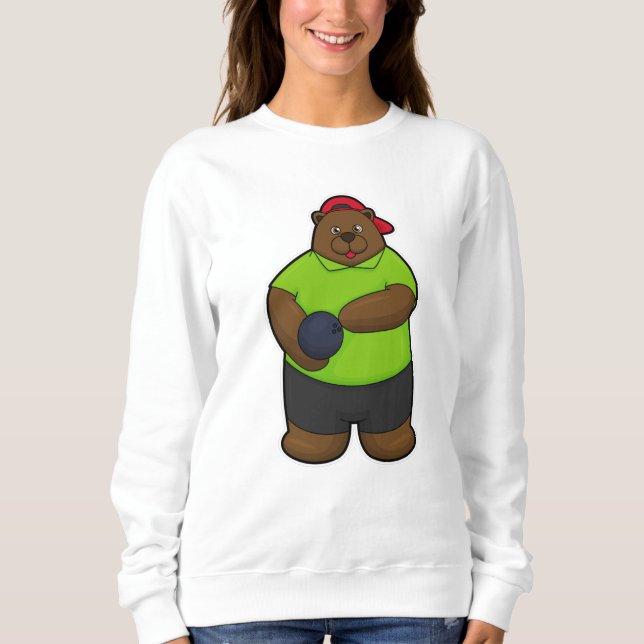 Björn i Bowling med Bowling-boll T Shirt (Framsida)