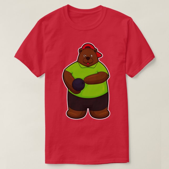 Björn i Bowling med Bowling-boll T Shirt (Design framsida)