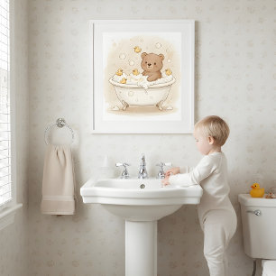 Björn i bubbelbad Lekrums väggkonst