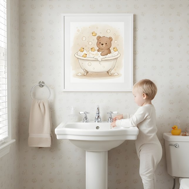 Björn i bubbelbad Lekrums väggkonst (Skapare uppladdad)