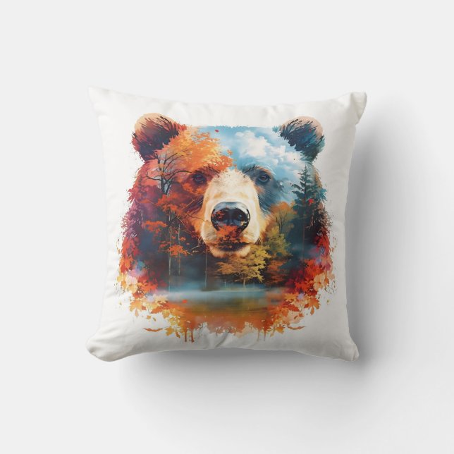 Björn i en höstskog kudde (Framsida)