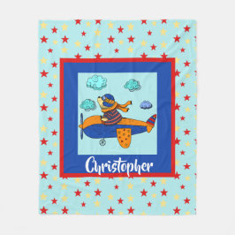 Björn i Flygplan, Cute Personlig Barn Fleecefilt