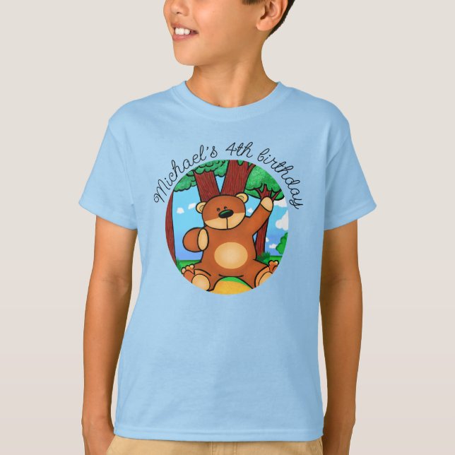 Björn i gräsmark Barn Födelsedags Gård Skylt T Shirt (Framsida)