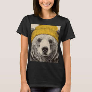 Björn i gul mössa lantlig skogsdjur t shirt