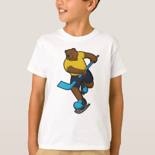 Björn i Ice hockey med ishockey-klubb T Shirt