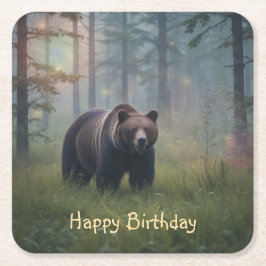 Björn i magiska skogar underlägg papper kvadrat
