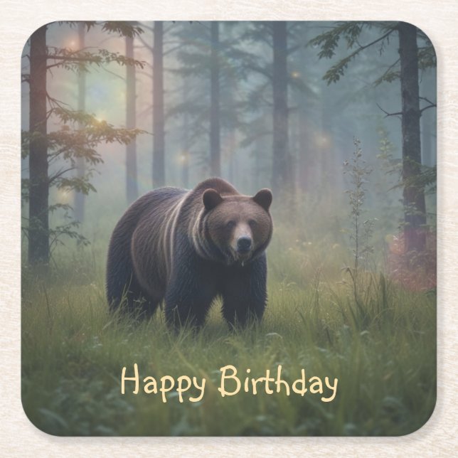 Björn i magiska skogar underlägg papper kvadrat (Framsidan)