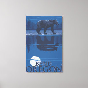 Björn i månljus - böjd, Oregon Canvastryck