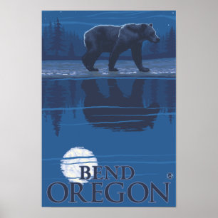Björn i månljus - böjd, Oregon Poster