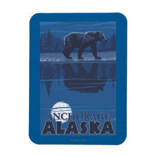 Björn i månsken - ankring, Alaska Magnet
