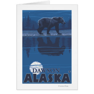 Björn i månsken - Dawson, Alaska Hälsningskort