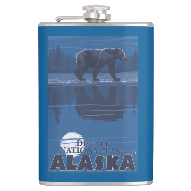 Björn i månsken - Denali nationalpark, Alaska Fickplunta (Framsidan)