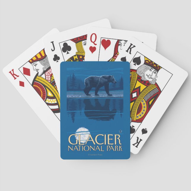 Björn i månsken - glaciärnationalpark, MT Spelkort (Baksidan)
