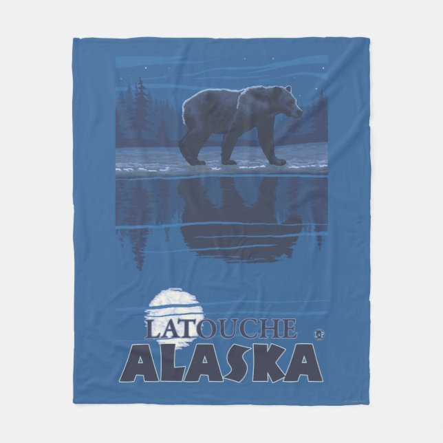 Björn i månsken - Latouche, Alaska Fleecefilt (Framsidan)