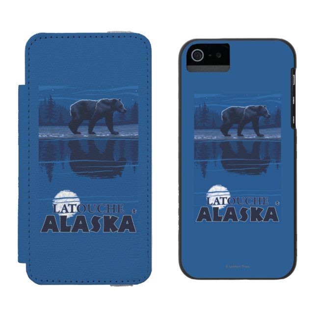 Björn i månsken - Latouche, Alaska Incipio iPhone Wallet Skal (Sida vid Sida)