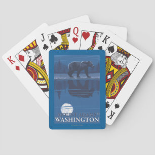 Björn i månsken - montering Adams, Washington Spel Kort