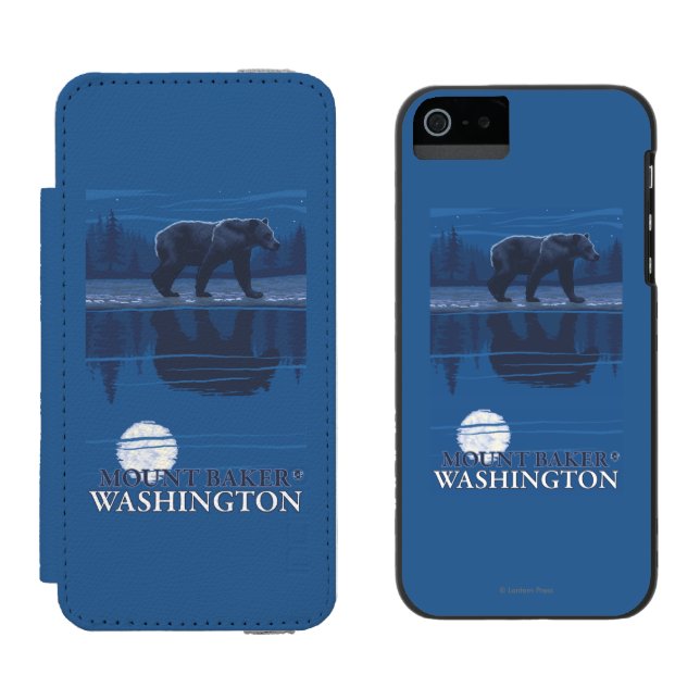 Björn i månsken - monteringsbagare, Washington Incipio iPhone Wallet Skal (Sida vid Sida)