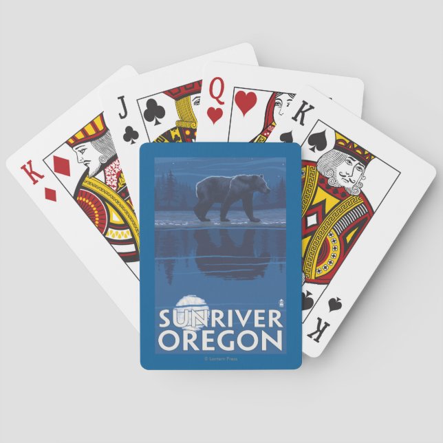 Björn i månsken - solflod, Oregon Spel Kort (Baksidan)
