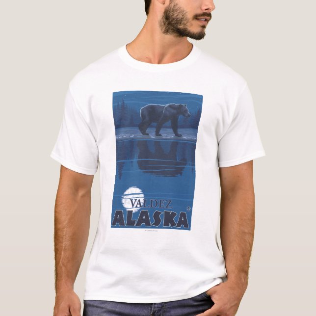 Björn i månsken - Valdez, Alaska Tee Shirt (Framsida)