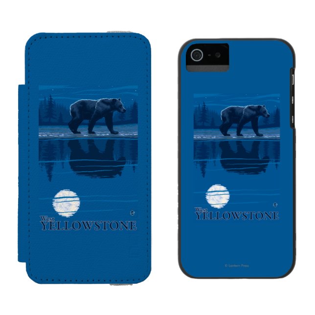 Björn i månsken - västra Yellowstone, Montana Incipio iPhone Wallet Skal (Sida vid Sida)