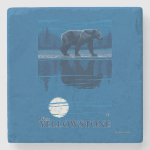 Björn i månsken - västra Yellowstone, Montana Underlägg Sten