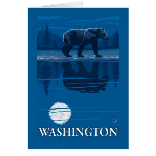 Björn i månsken - Washington Hälsningskort