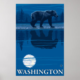 Björn i månsken - Washington Poster