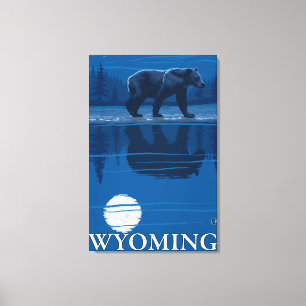 Björn i månsken - Wyoming Canvastryck