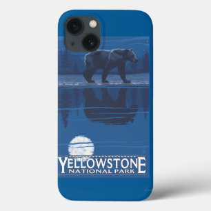 Björn i månsken - Yellowstone nationalpark