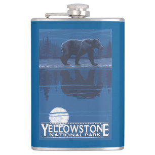 Björn i månsken - Yellowstone nationalpark Fickplunta