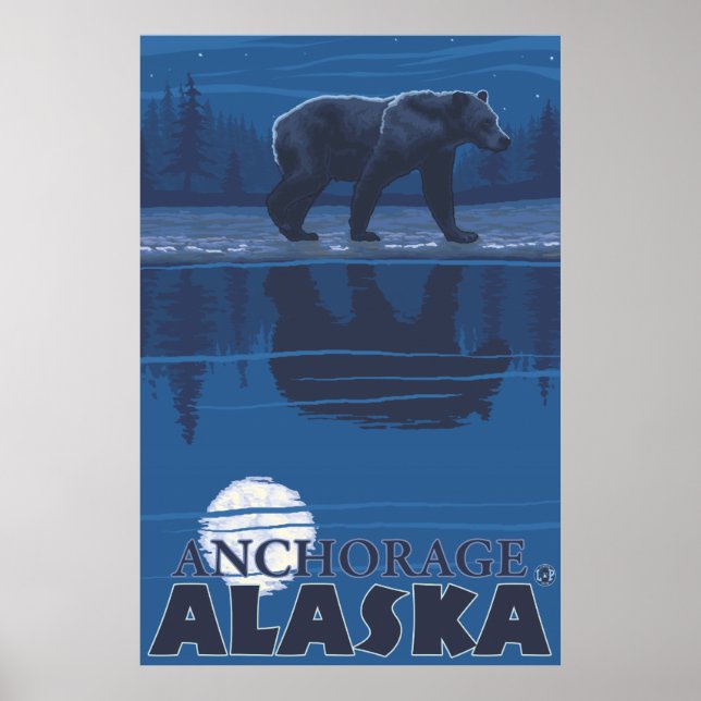 Björn i Moonlight - Anchorage, Alaska Poster (Framsidan)