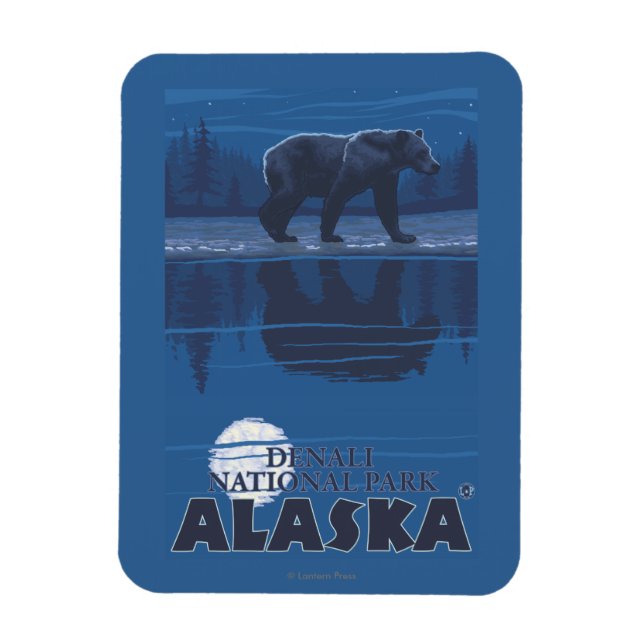 Björn i Moonlight - Denali Nationalpark, Alaska Magnet (Vertikal)