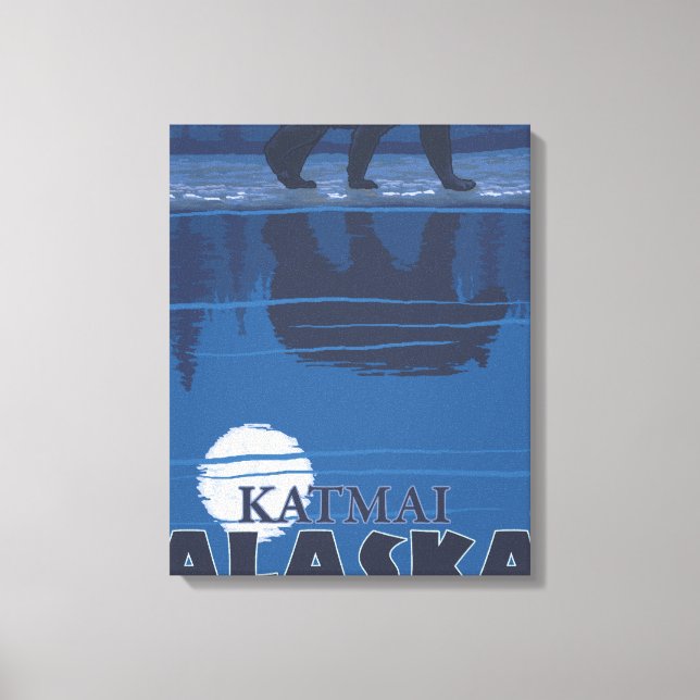 Björn i Moonlight - Katmai, Alaska Canvastryck (Framsida)