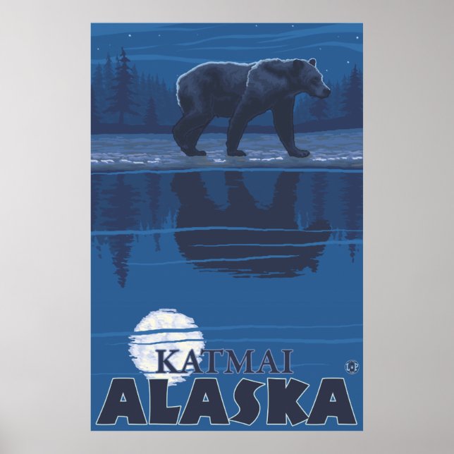 Björn i Moonlight - Katmai, Alaska Poster (Framsidan)