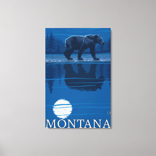 Björn i Moonlight - Montana Canvastryck