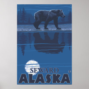 Björn i Moonlight - Seward, Alaska Poster