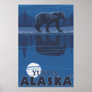 Björn i Moonlight - Yukon, Alaska Poster