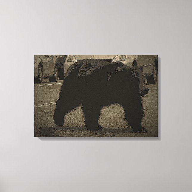Björn i nationalparken Road Yellowstone WY Canvastryck (Framsida)