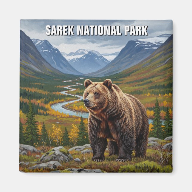 Björn i nationalparken Sarek Sverige Travel Magnet (Framsidan)