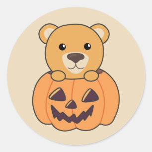 Björn i Pumpkin Sweet Bears Happy halloween Classi Runt Klistermärke