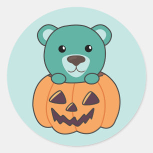Björn i Pumpkin Sweet Bears Happy halloween Classi Runt Klistermärke