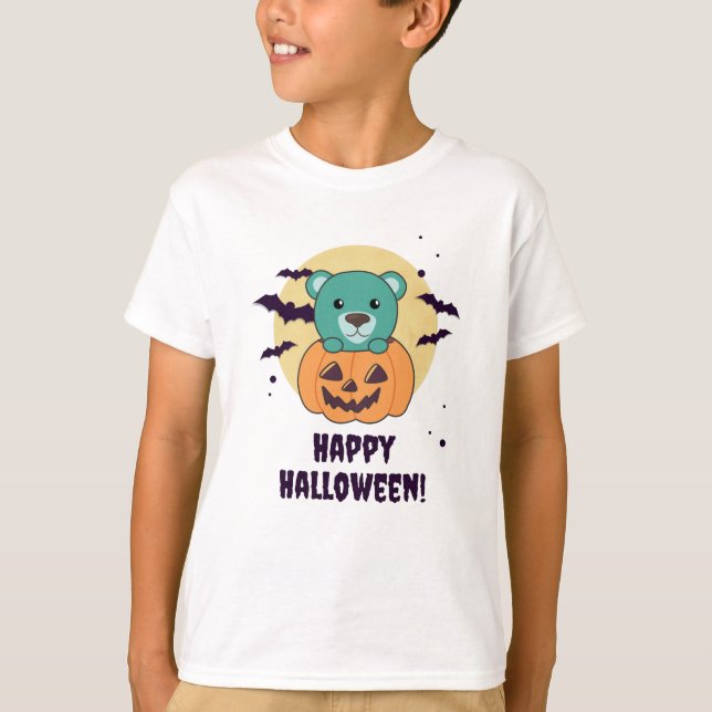 Björn i Pumpkin Sweet Bears Happy halloween T Shirt (Framsida)