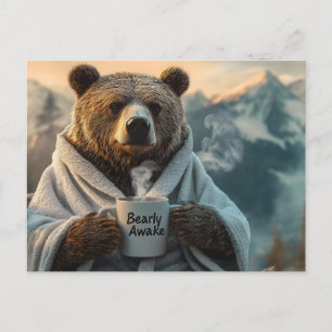 Björn i Robe Holding Coffee Mugg Helg Vykort