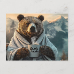 Björn i Robe Holding Coffee Mugg Vykort