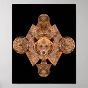 Björn i sakral geometriprydnad poster