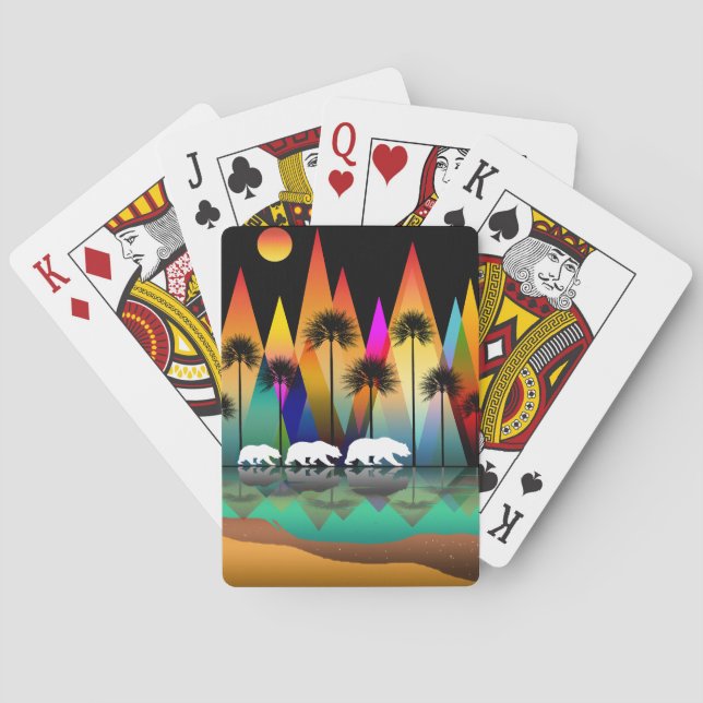 Björn i skog moderna berg casinokort (Baksidan)